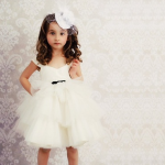 Retro Flower Girl Dress With Birdcage Hat