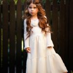 Long Sleeved Hippie Flower Girl Dress