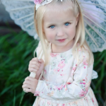 Long Sleeve Flower Girl Dress With Flower Pattern