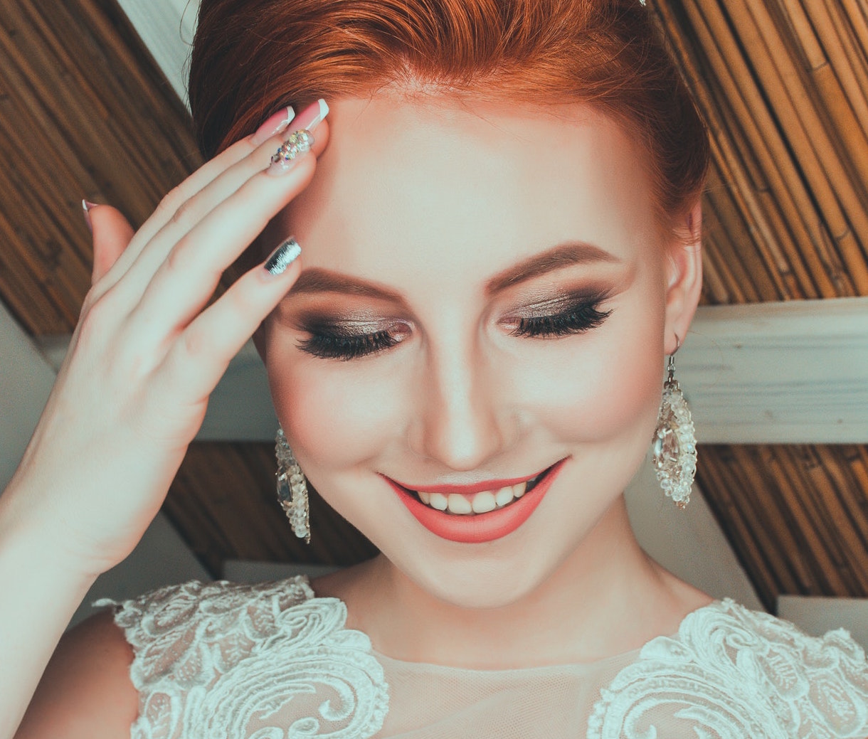 Wedding Makeup - Redheaded Bride With Manicure