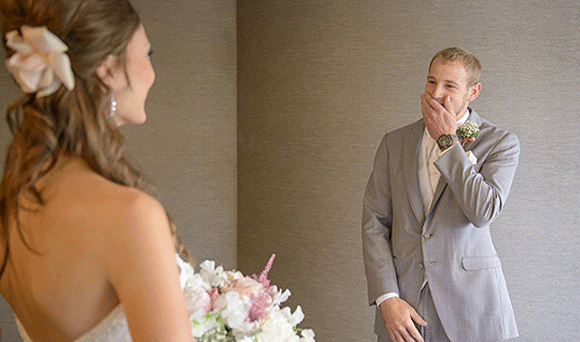Wedding Dress Traditions - First Look - Groom Seeing Bride For First Time