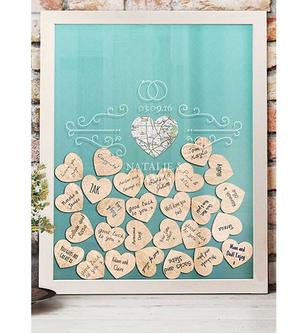 Wedding Guest Book Ideas - Wedding Guest Book Shadow Box With Wooden Hearts