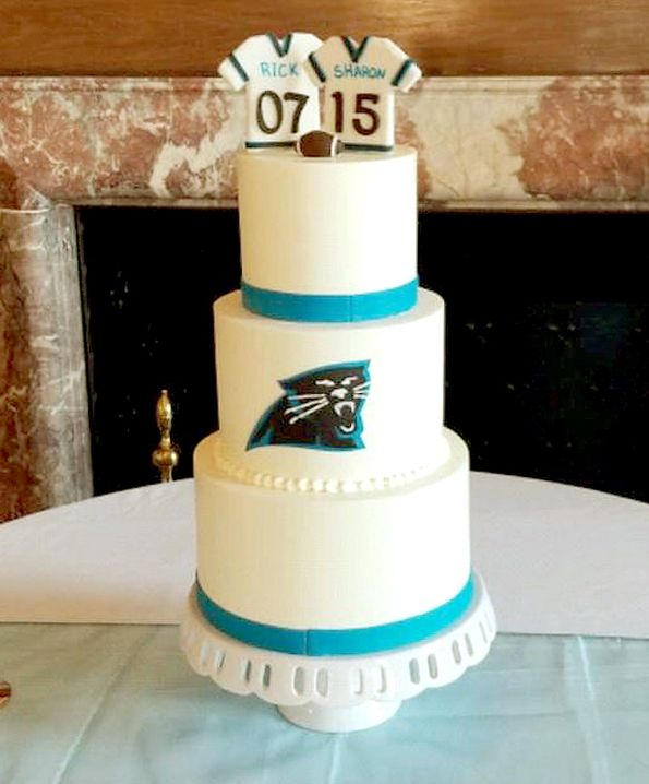Charlotte Panthers Wedding Cake With Jersey Topper