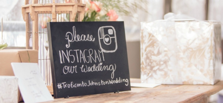 Wedding Hashtag Sign On Gift Table