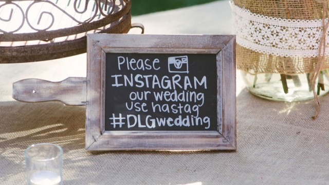 Wedding Hashtag - Chalkboard Sign With Wooden Frame