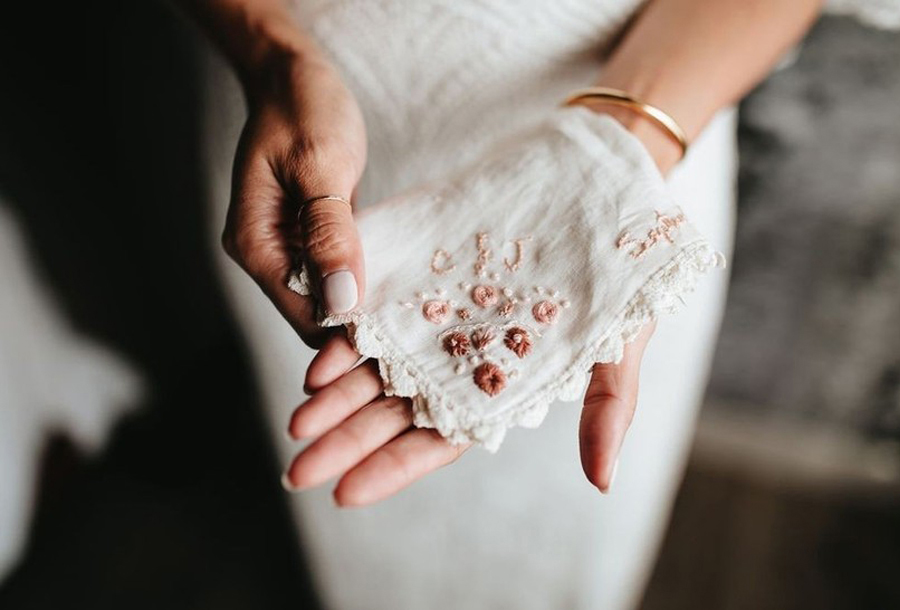 Granny Chic Wedding - Woman Holding Antique Handkerchief